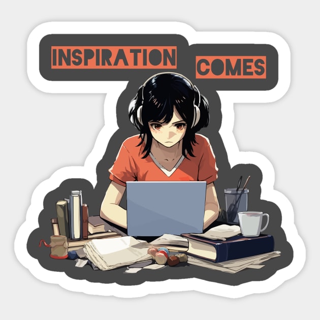 Focus Girl, Inspiration Comes Sticker by Ceiko